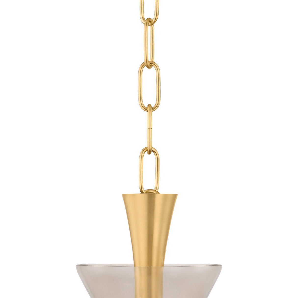 Arianne Small Pendant 12", Aged Brass and Smoke Taupe Glass