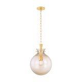 Arianne Small Pendant 12", Aged Brass and Smoke Taupe Glass