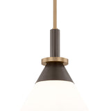 Armon Small Pendant 12", Opal Glass with Bronze and Patina Brass