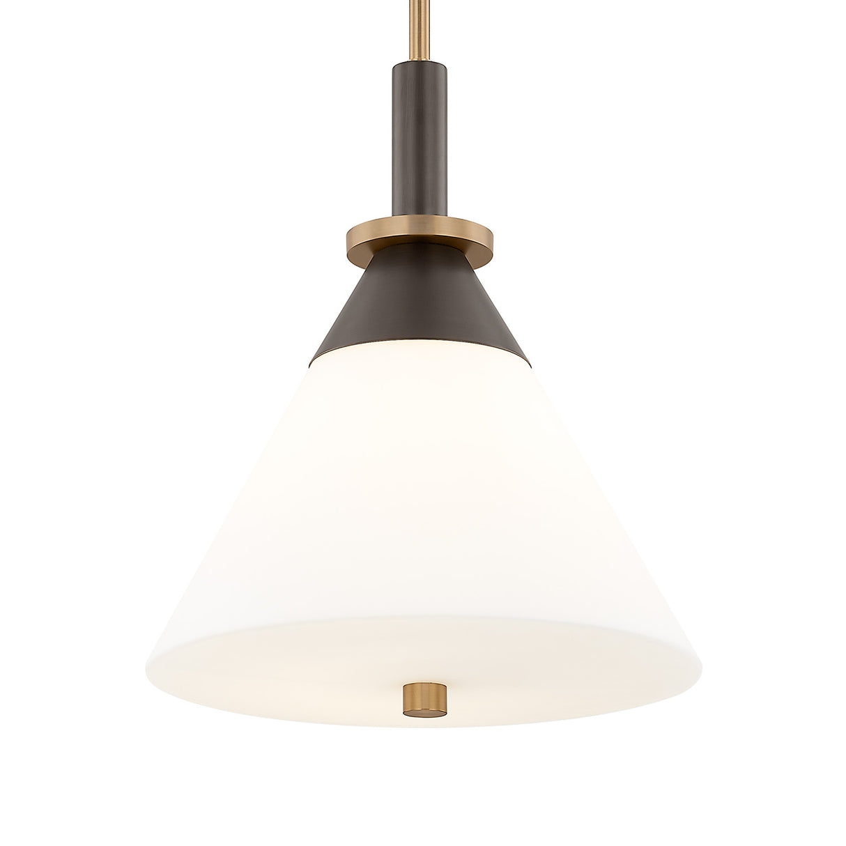 Armon Medium Pendant 16", Opal Glass with Bronze and Patina Brass