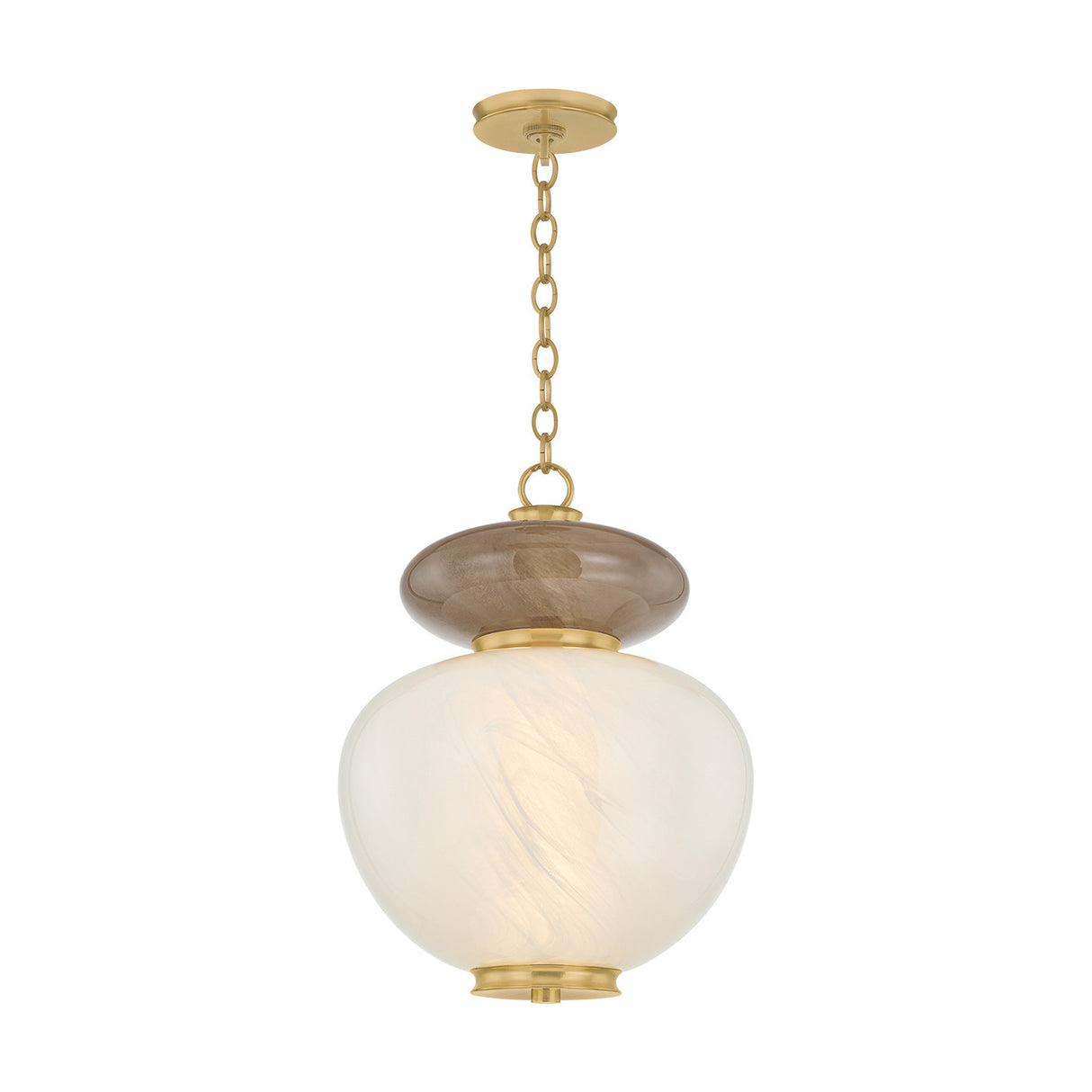 Danara Medium LED Pendant 14", Two-Tone Art Glass and Brass