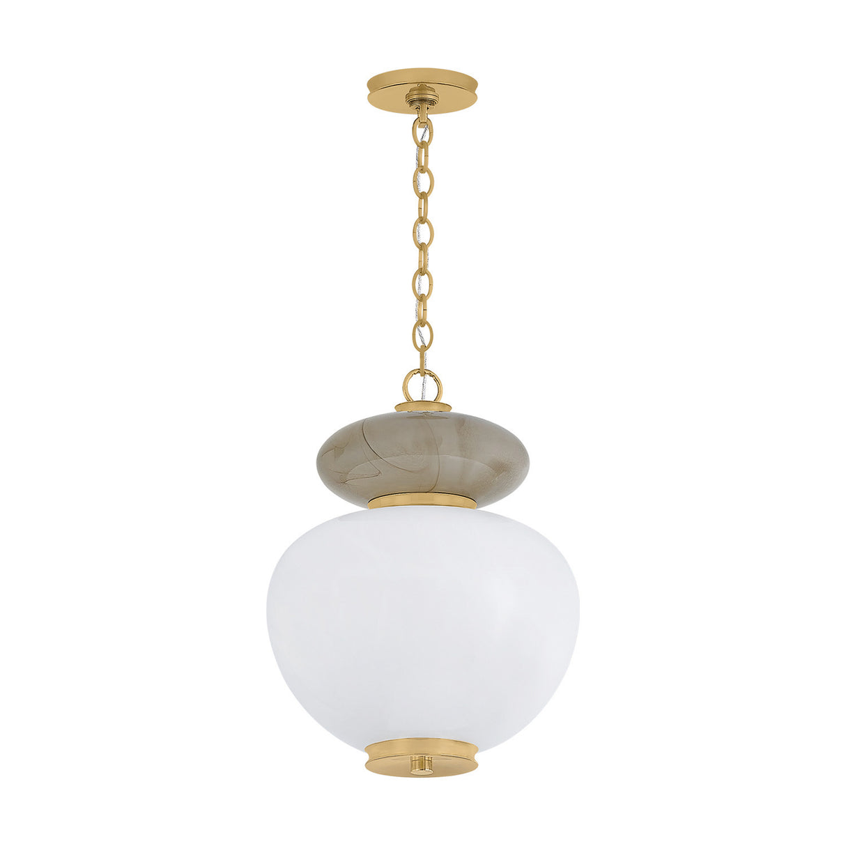 Danara Medium LED Pendant 14", Two-Tone Art Glass and Brass