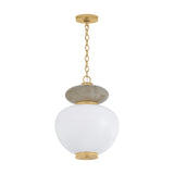 Danara Medium LED Pendant 14", Two-Tone Art Glass and Brass