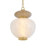 Danara Medium LED Pendant 14", Two-Tone Art Glass and Brass