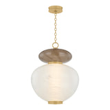 Danara Large LED Pendant 19", Two-Tone Art Glass and Brass