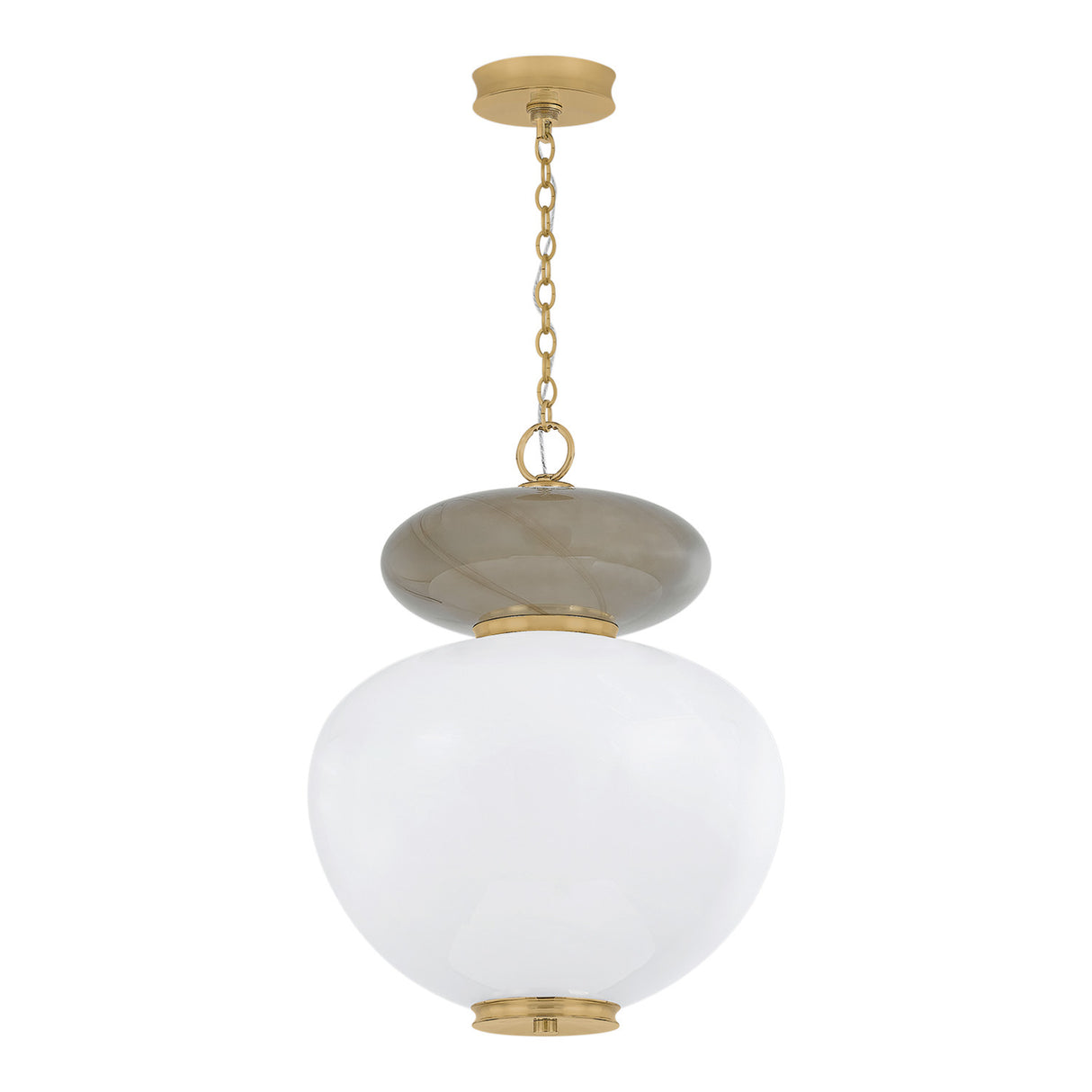 Danara Large LED Pendant 19", Two-Tone Art Glass and Brass