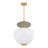 Danara Large LED Pendant 19", Two-Tone Art Glass and Brass
