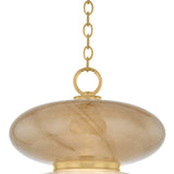Danara Large LED Pendant 19", Two-Tone Art Glass and Brass