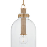 Midori Small Pendant 9", Patina Brass with Grasscloth Accents