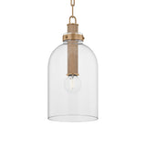 Midori Small Pendant 9", Patina Brass with Grasscloth Accents