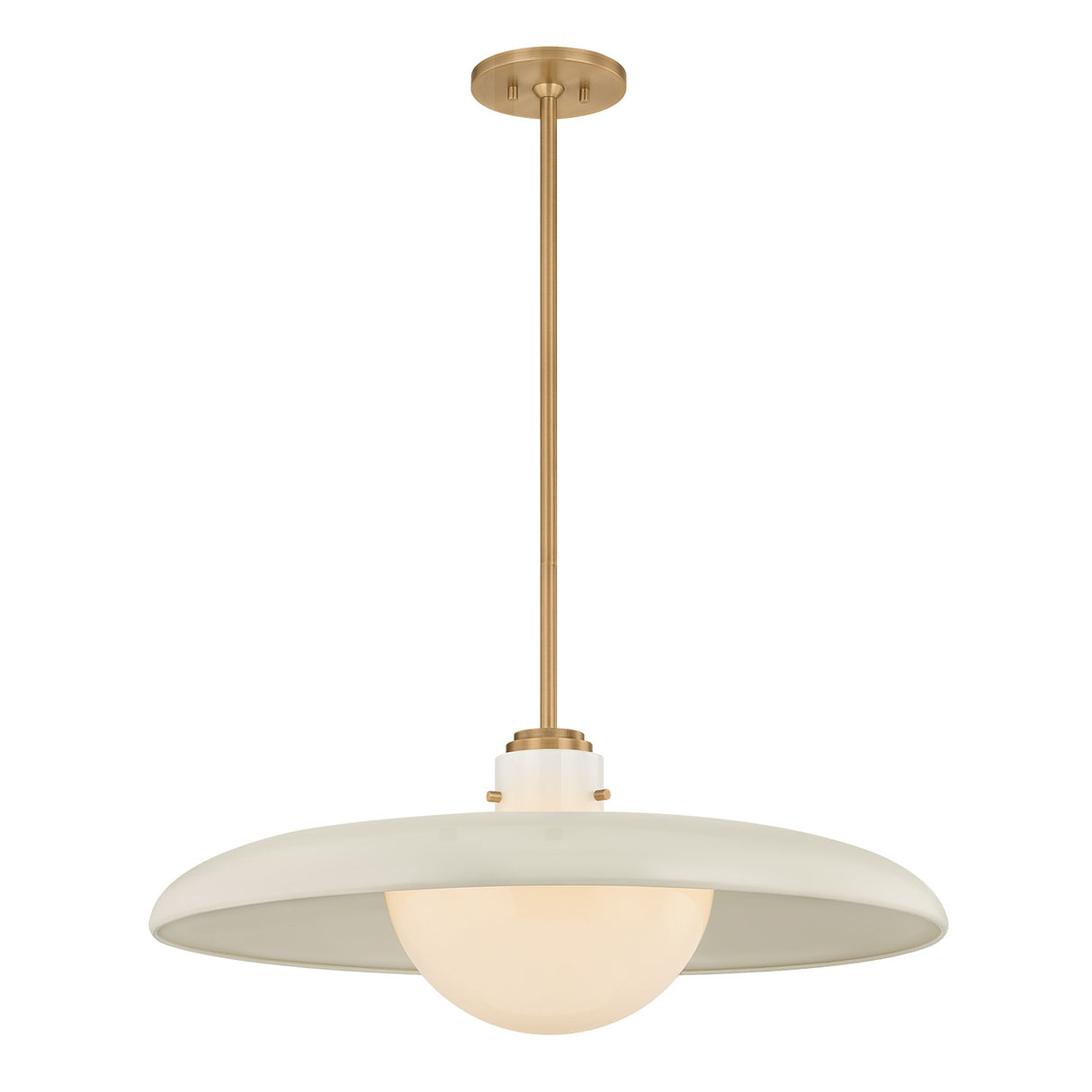 Bain Extra Large Pendant 28", Off-White and Patina Brass