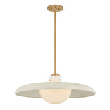 Bain Extra Large Pendant 28", Off-White and Patina Brass