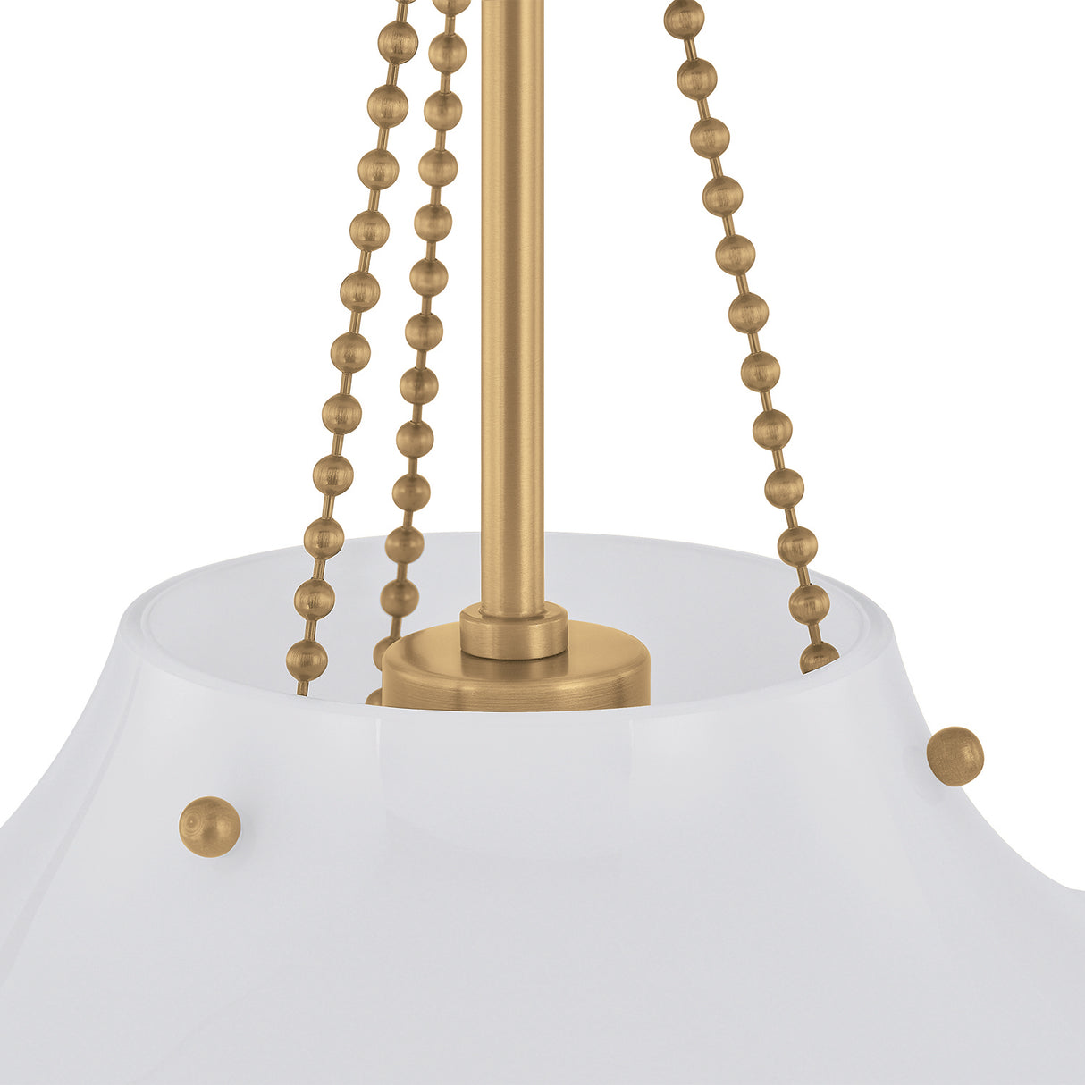 Balina Medium Pendant 14", Patina Brass and Milk Glass