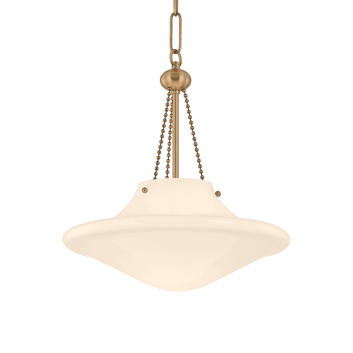 Balina Medium Pendant 14", Patina Brass and Milk Glass