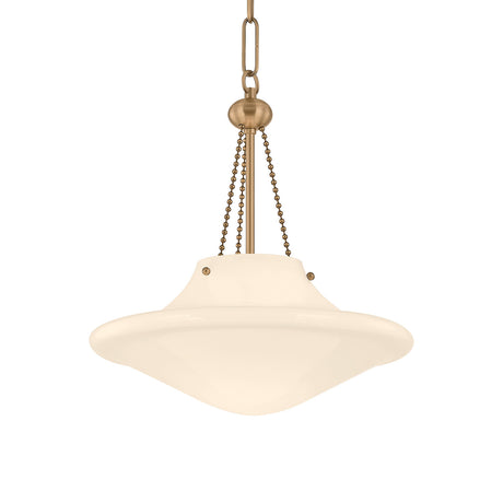 Balina Medium Pendant 14", Patina Brass and Milk Glass