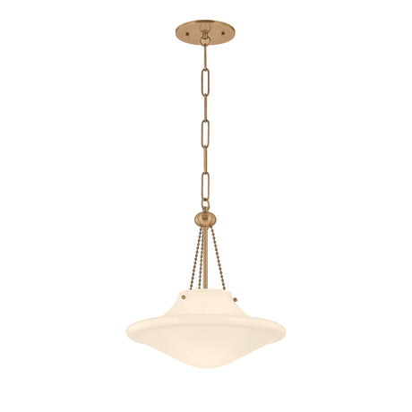 Balina Medium Pendant 14", Patina Brass and Milk Glass