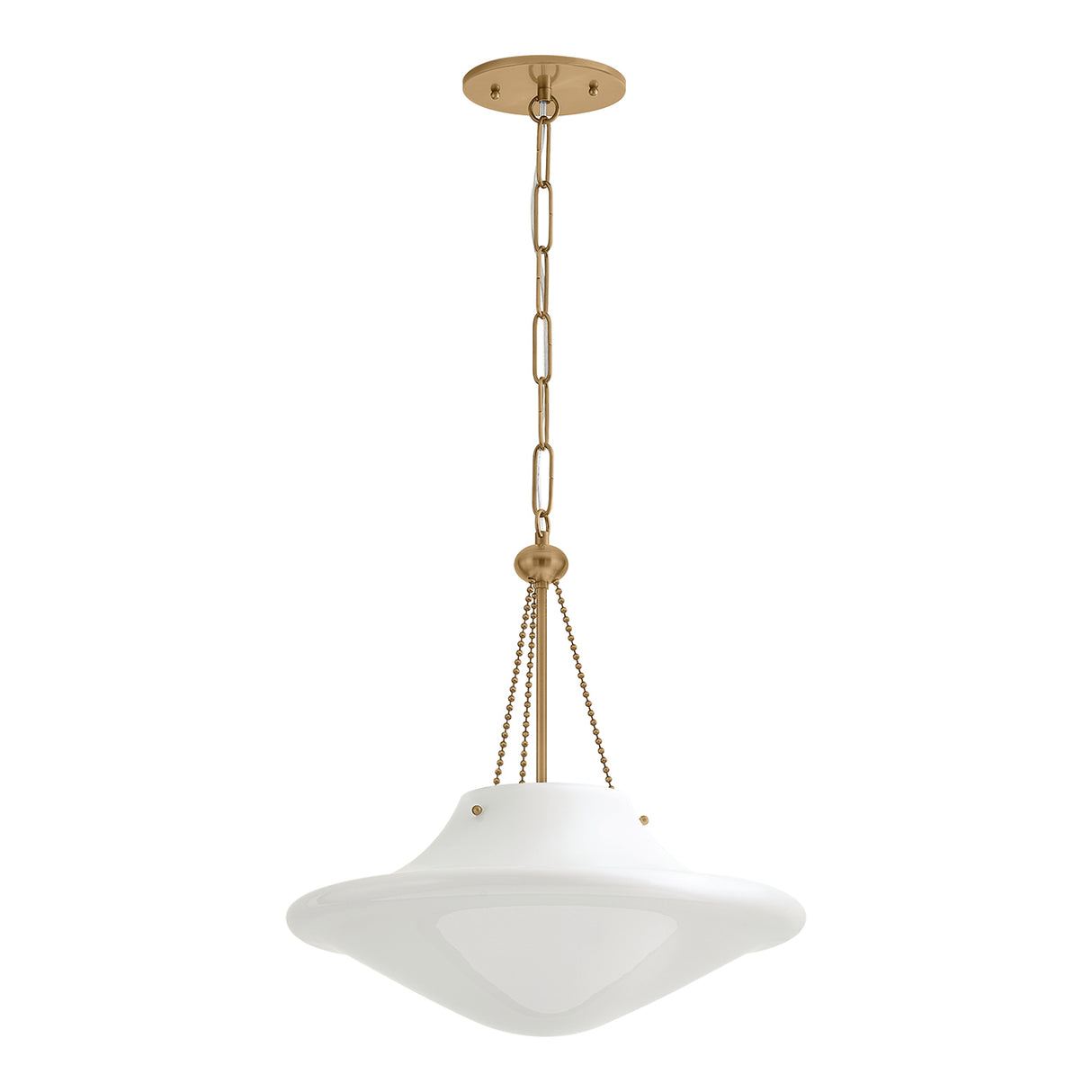 Balina Large Pendant 18", Patina Brass and Milk Glass