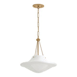 Balina Large Pendant 18", Patina Brass and Milk Glass