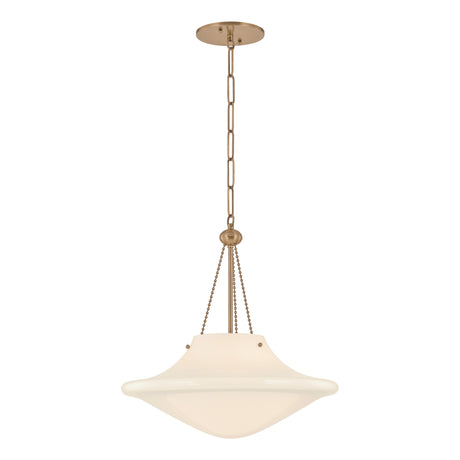 Balina Large Pendant 18", Patina Brass and Milk Glass