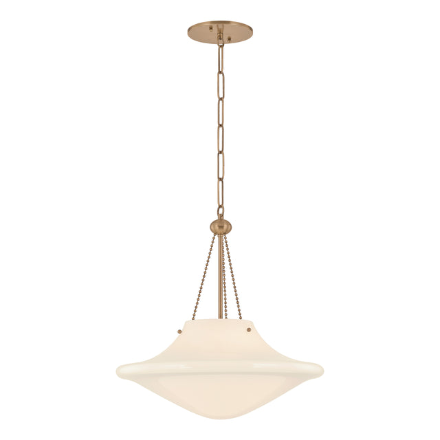 Balina Large Pendant 18", Patina Brass and Milk Glass