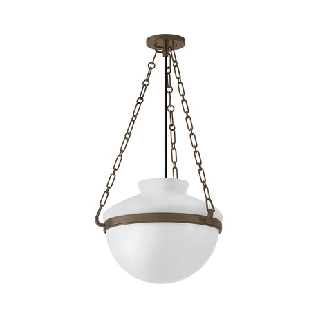 Capella Medium Pendant 16", Bronze and Milk Glass