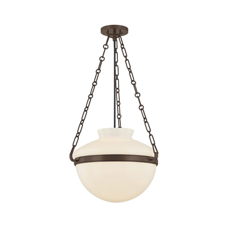Capella Medium Pendant 16", Bronze and Milk Glass
