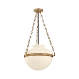 Capella Medium Pendant 16", Patina Brass and Milk Glass