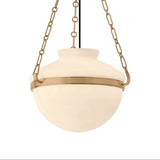 Capella Medium Pendant 16", Patina Brass and Milk Glass