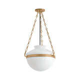 Capella Medium Pendant 16", Patina Brass and Milk Glass