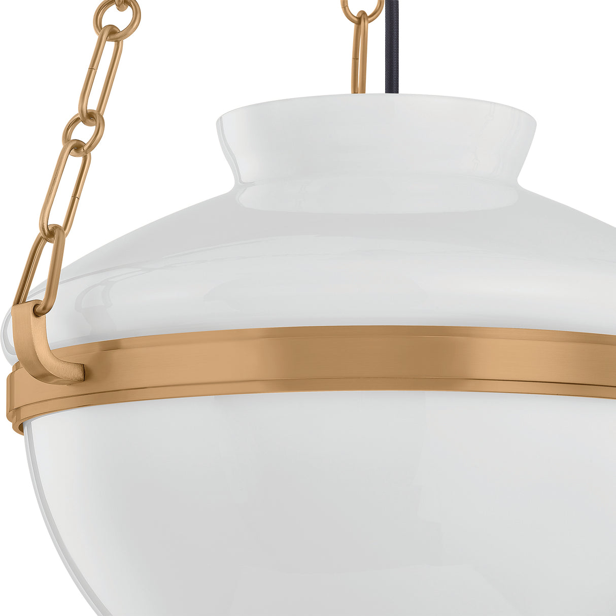Capella Medium Pendant 16", Patina Brass and Milk Glass