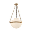 Capella Medium Pendant 16", Patina Brass and Milk Glass
