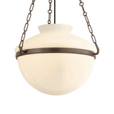 Capella Large Pendant 19", Bronze and Milk Glass