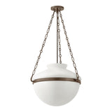 Capella Large Pendant 19", Bronze and Milk Glass