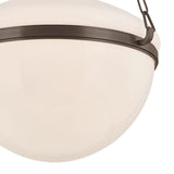 Capella Large Pendant 19", Bronze and Milk Glass