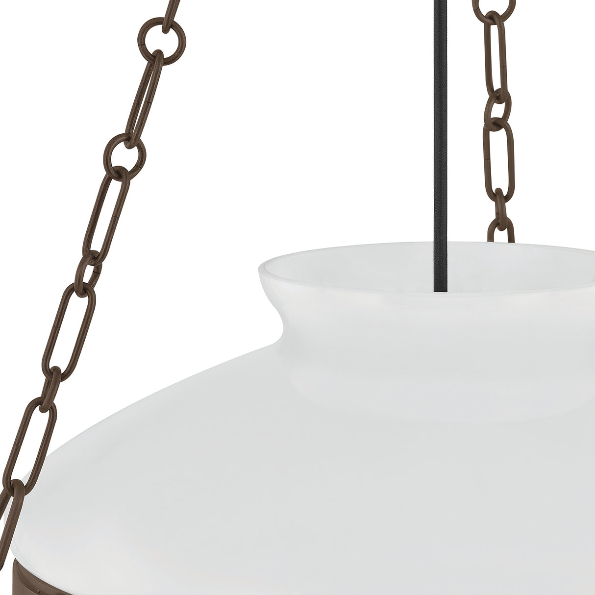 Capella Large Pendant 19", Bronze and Milk Glass