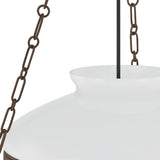Capella Large Pendant 19", Bronze and Milk Glass