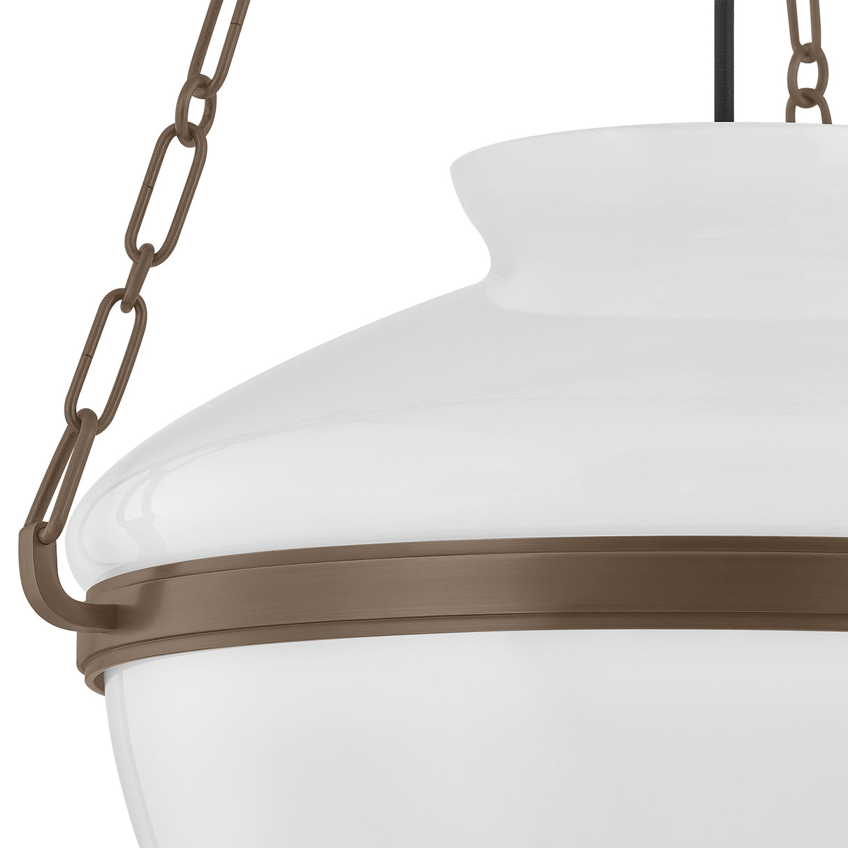 Capella Large Pendant 19", Bronze and Milk Glass