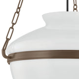 Capella Large Pendant 19", Bronze and Milk Glass