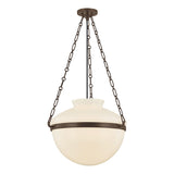 Capella Large Pendant 19", Bronze and Milk Glass