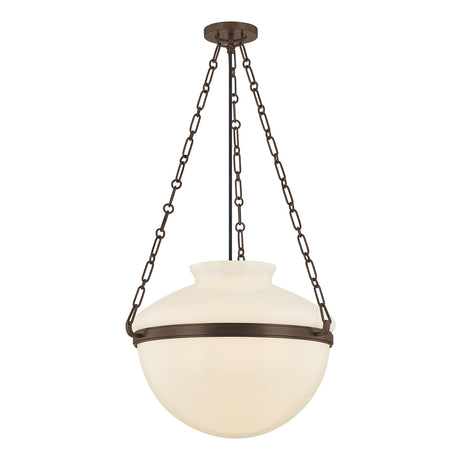 Capella Large Pendant 19", Bronze and Milk Glass