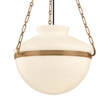 Capella Large Pendant 19", Patina Brass and Milk Glass