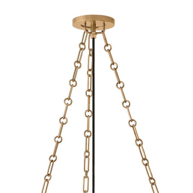 Capella Large Pendant 19", Patina Brass and Milk Glass