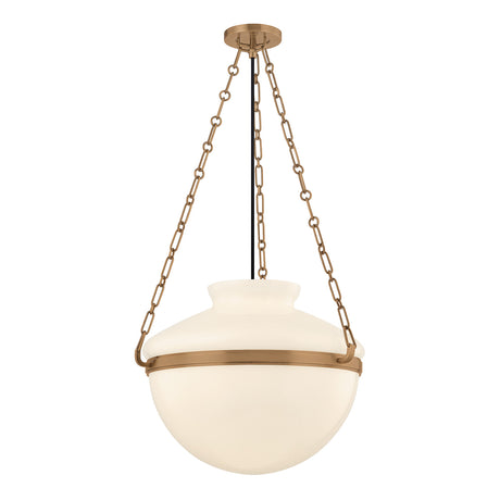 Capella Large Pendant 19", Patina Brass and Milk Glass