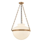 Capella Large Pendant 19", Patina Brass and Milk Glass