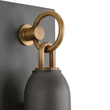Langley Outdoor Wall Light, Medium 17" Graphite with Patina Brass Accents
