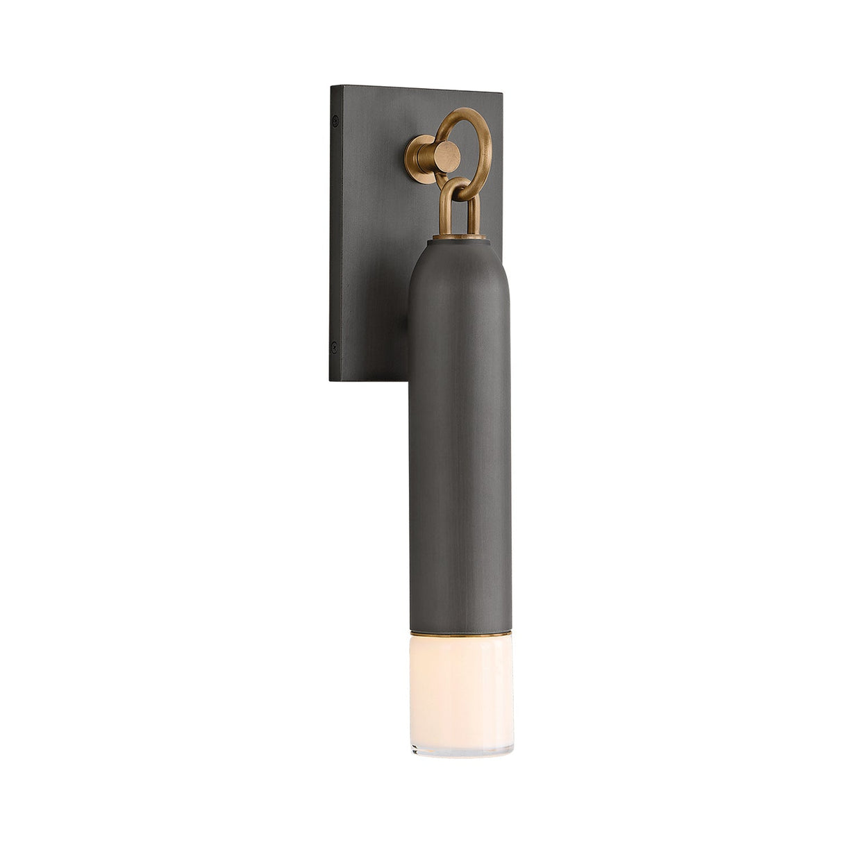 Langley Outdoor Wall Light, Medium 17" Graphite with Patina Brass Accents