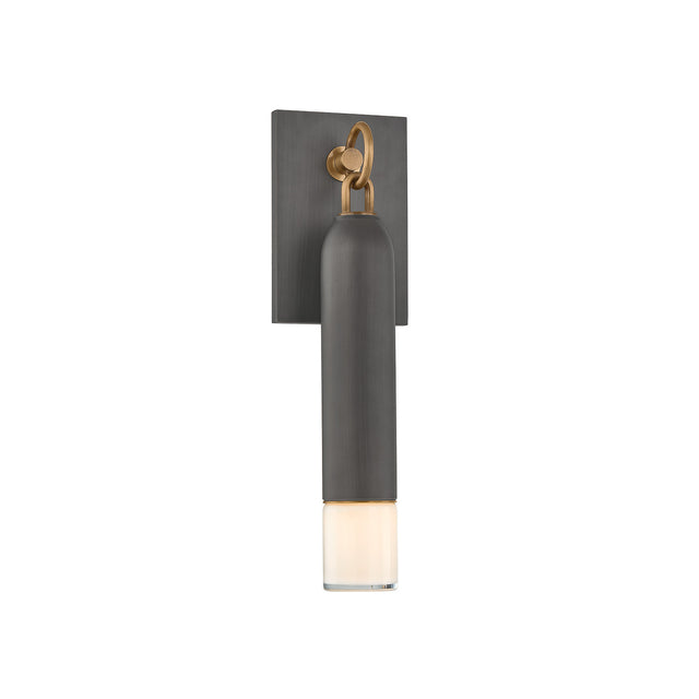 Langley Outdoor Wall Light, Medium 17" Graphite with Patina Brass Accents