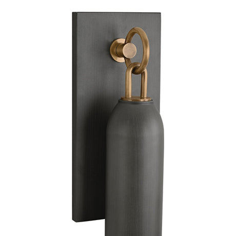Langley Outdoor Wall Light, Large 23" Graphite with Patina Brass Accents