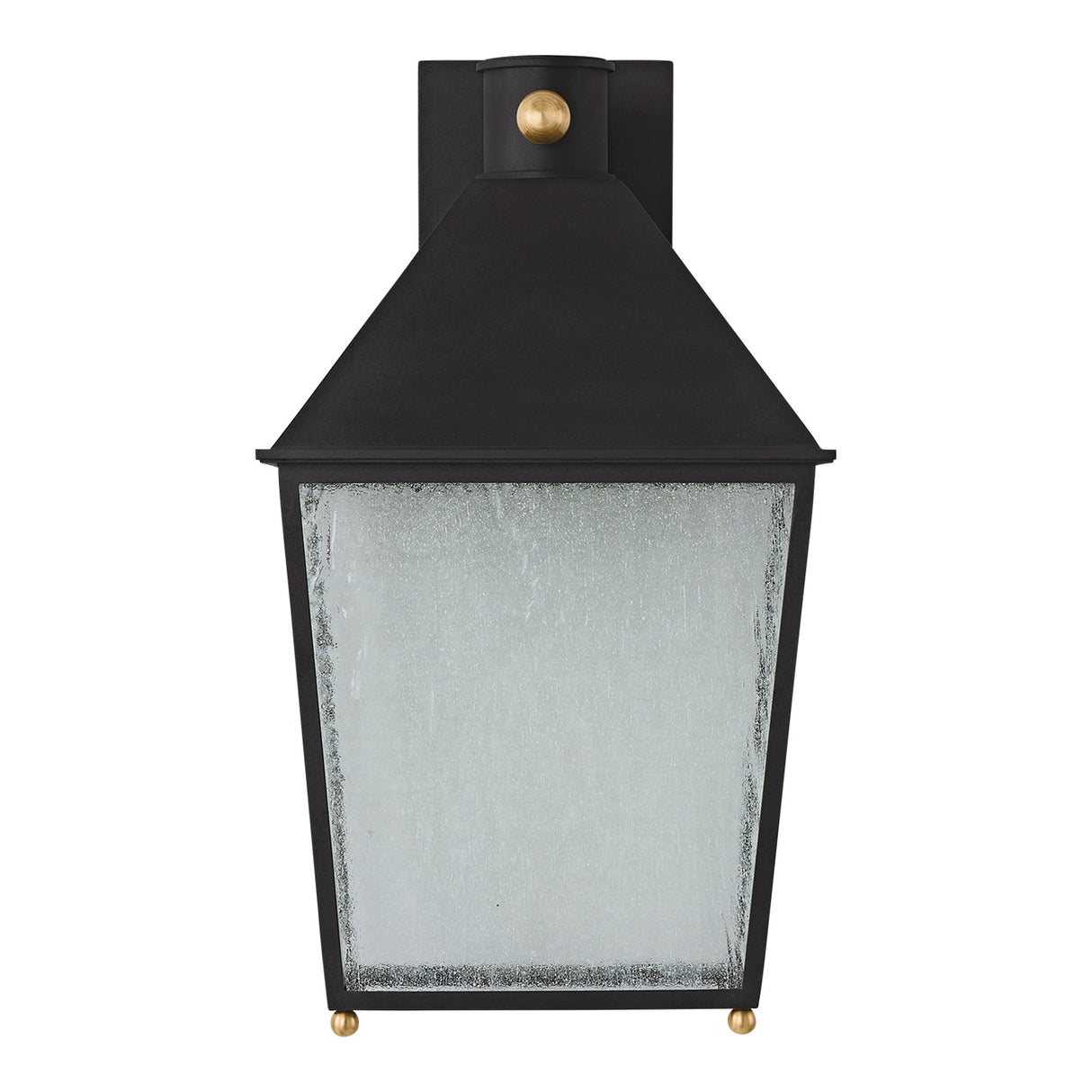 Baelor Outdoor Wall Light, Large 20", Textured Black with Patina Brass Accents