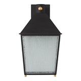 Baelor Outdoor Wall Light, Large 20", Textured Black with Patina Brass Accents